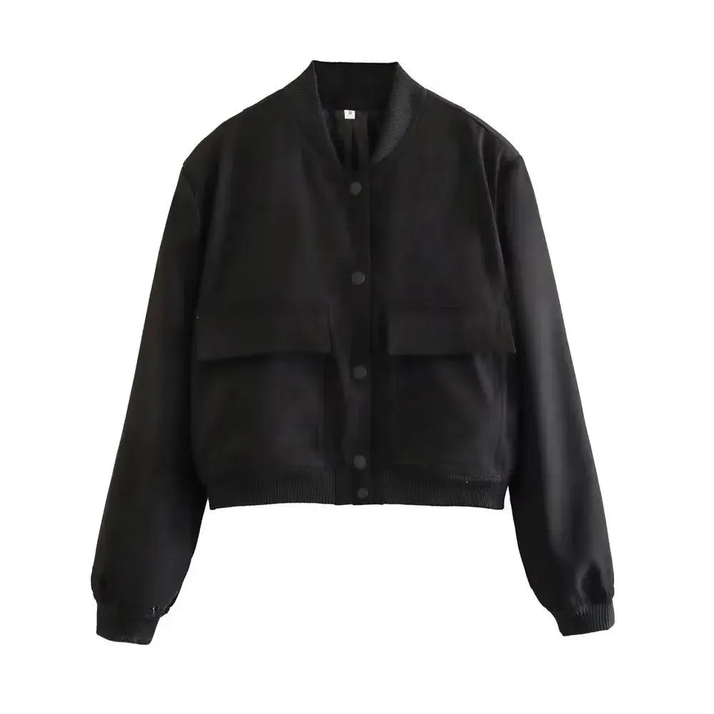 Big Pocket O-Neck Cropped Jacket Vichelar