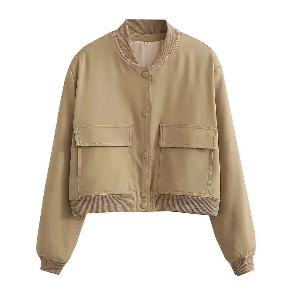 Big Pocket O-Neck Cropped Jacket Vichelar