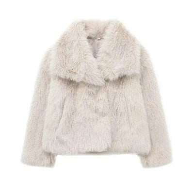 Chic Lapel Faux Fur Coat – Soft, Fluffy & Stylish Vichelar