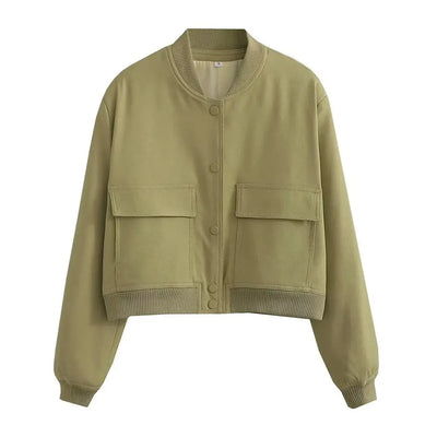 Big Pocket O-Neck Cropped Jacket Vichelar